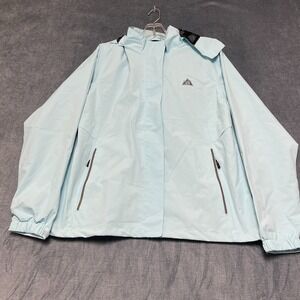 MOERDENG Rain Jacket Womens Large Sky Blue Hiking Outerwear Windproof Full Zip